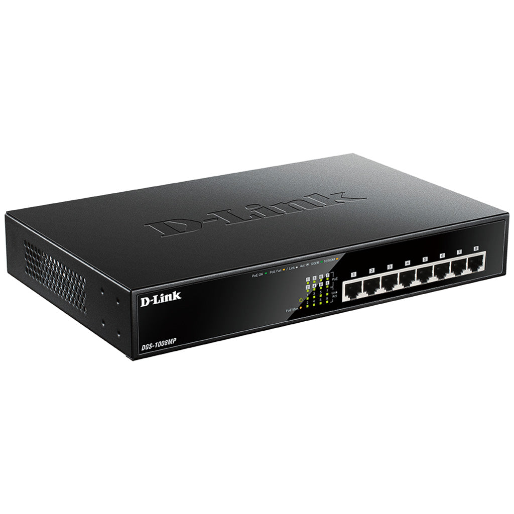 D-Link DGS 1008MP - Switch - unmanaged - an Rack montierbar - PoE (140 W) - DGS-1008MP - 0790069420337