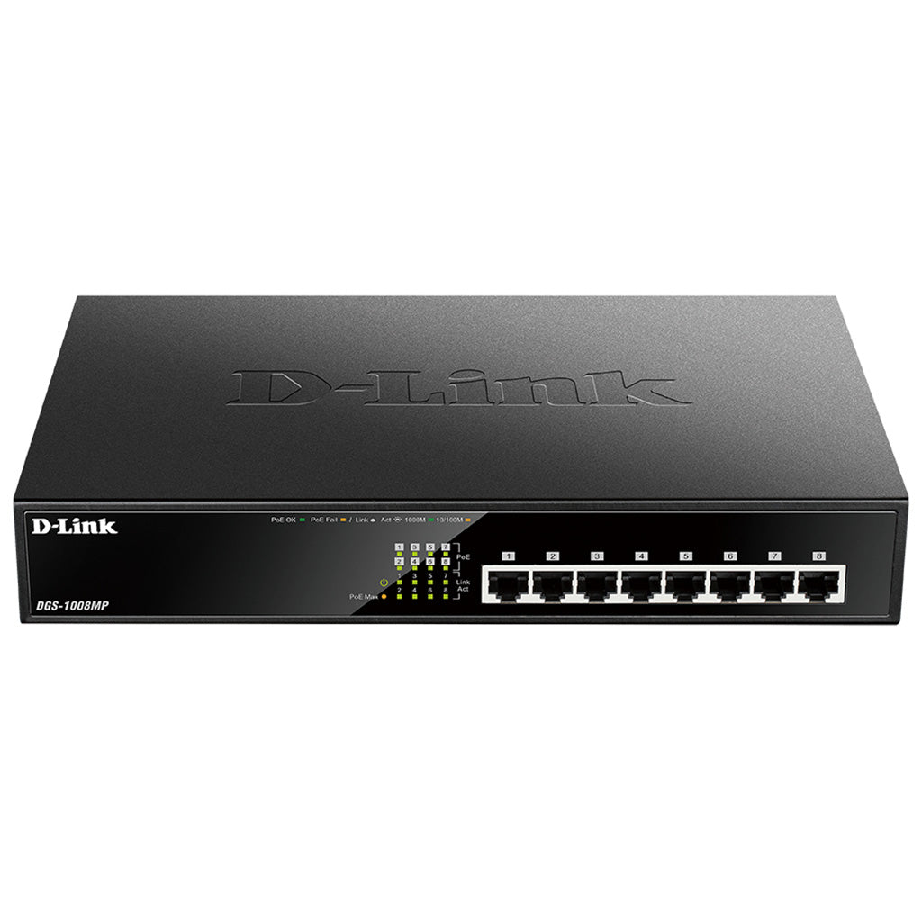 D-Link DGS 1008MP - Switch - unmanaged - an Rack montierbar - PoE (140 W) - DGS-1008MP - 0790069420337