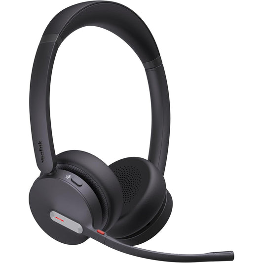 Yealink BH70 Dual Teams Headset with microphone and black ear cushions for wireless connectivity.