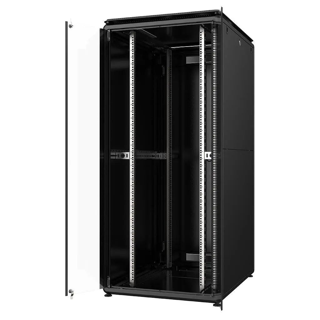 Rockstable PL 19" 42HE 800x1000 open server rack cabinet with glass and steel doors.