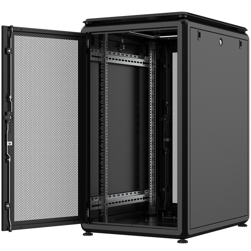 Rockstable 22HE 19 Zoll 600x800x1139mm (BxTxH) Serverschrank | Netzwerkschrank perforierte Tür - Premium Line