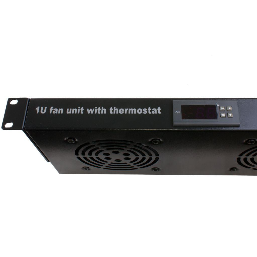 Rockstable 1 HE 19 Zoll Lüftereinheit | 2 Lüfter, Temperaturgesteuert