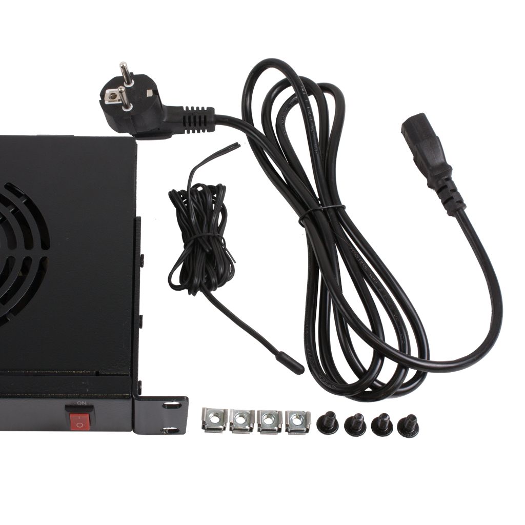 Rockstable 1 HE 19 Zoll Lüftereinheit | 2 Lüfter, Temperaturgesteuert - RS19-FT1U2TM - 4260714311151