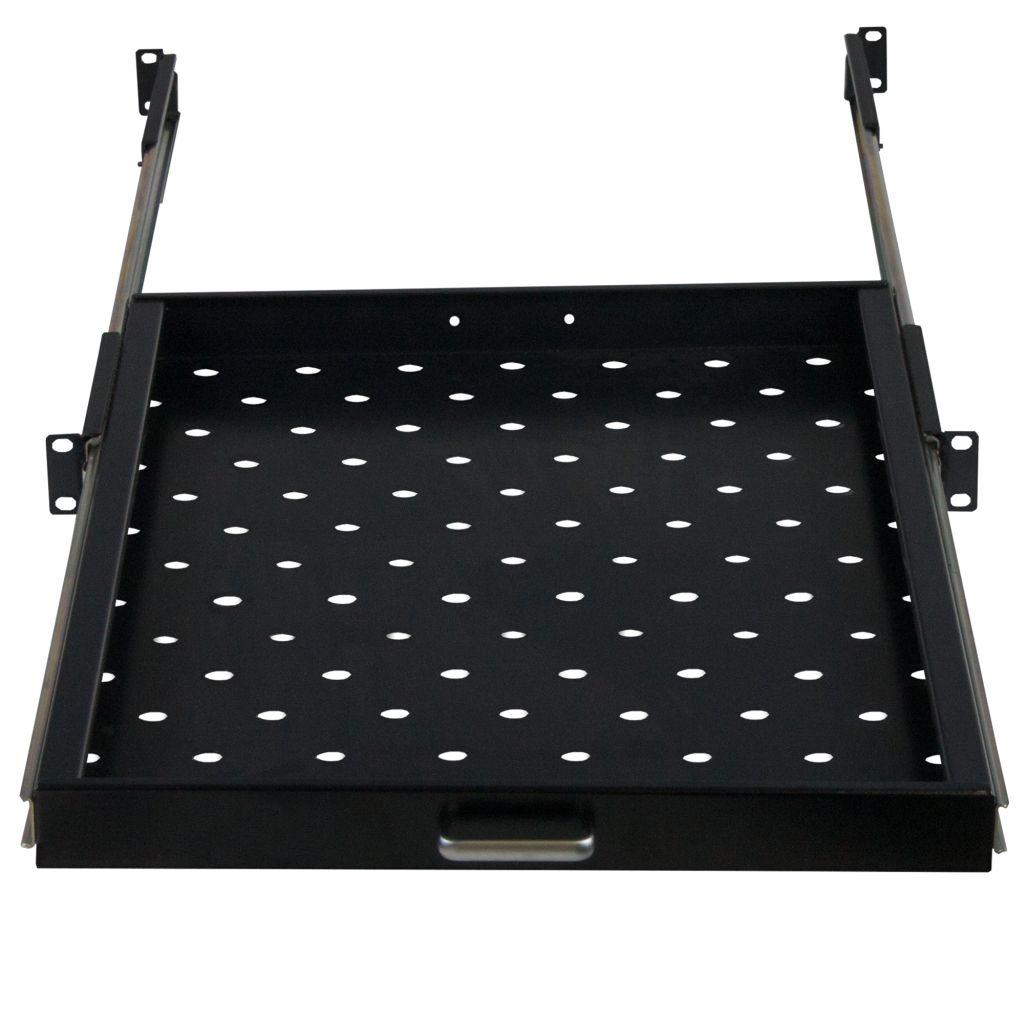 Rockstable 1 HE 19 Zoll Fachboden ausziehbar, perforiert | 740mm tief