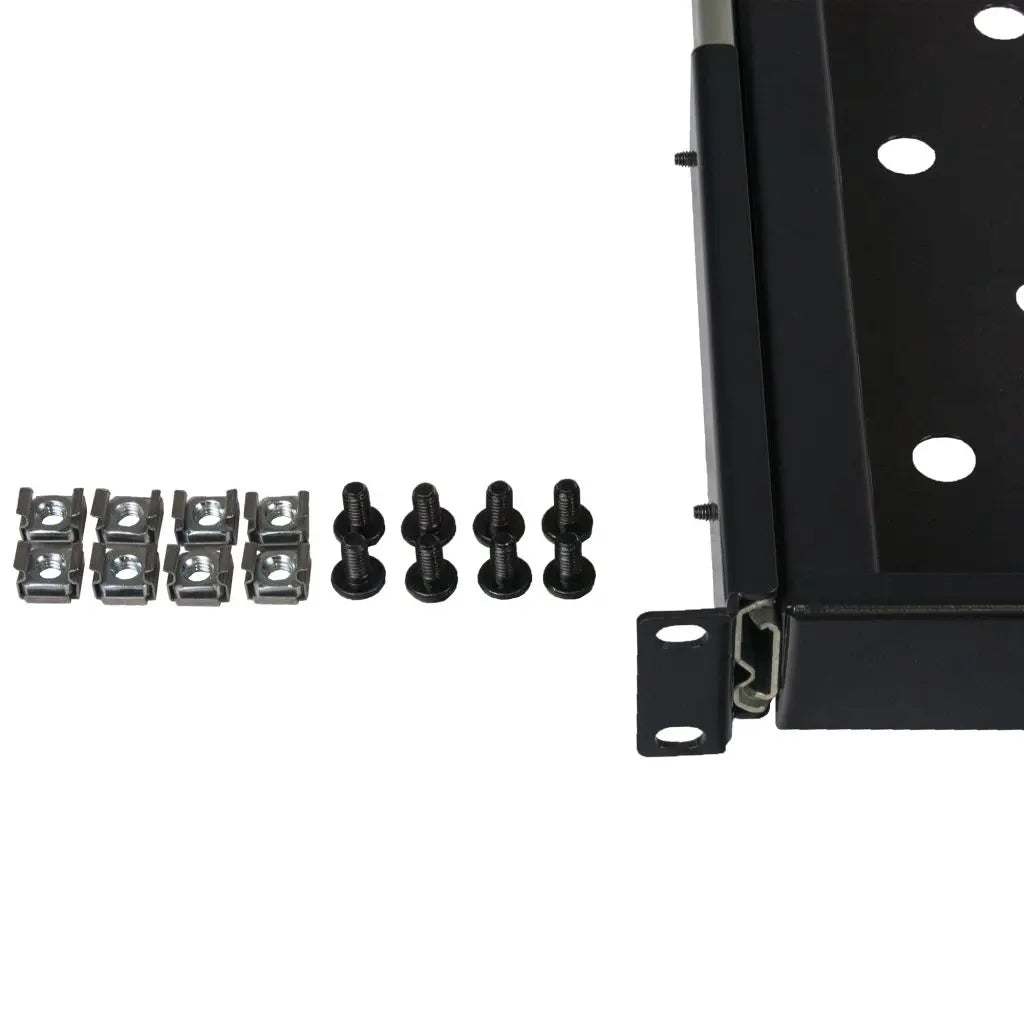 Rockstable 1 HE 19 Zoll Fachboden ausziehbar, perforiert | 740mm tief - RS19-UH612 - 4260714311564