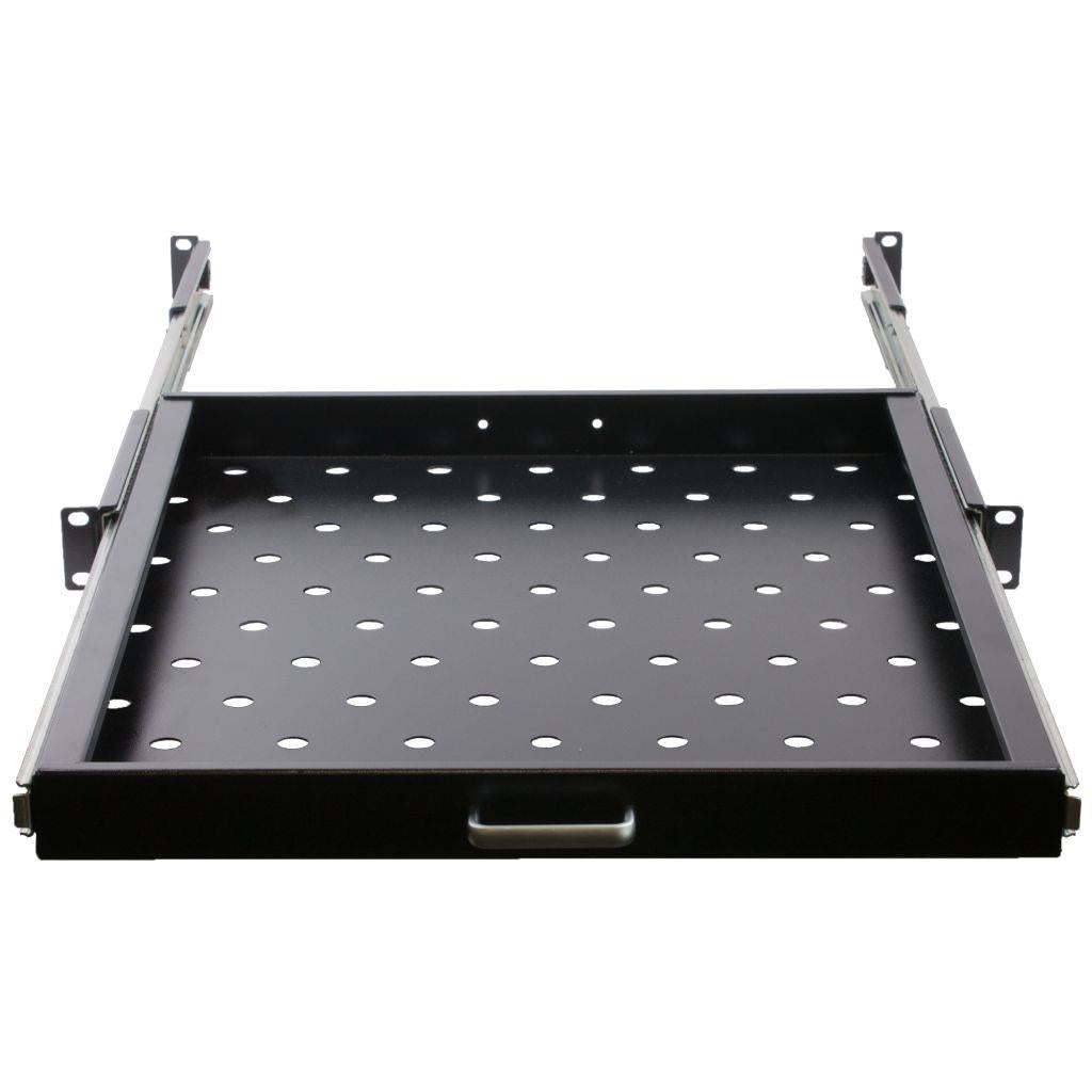 Rockstable 1 HE 19 Zoll Fachboden ausziehbar, perforiert | 565mm tief
