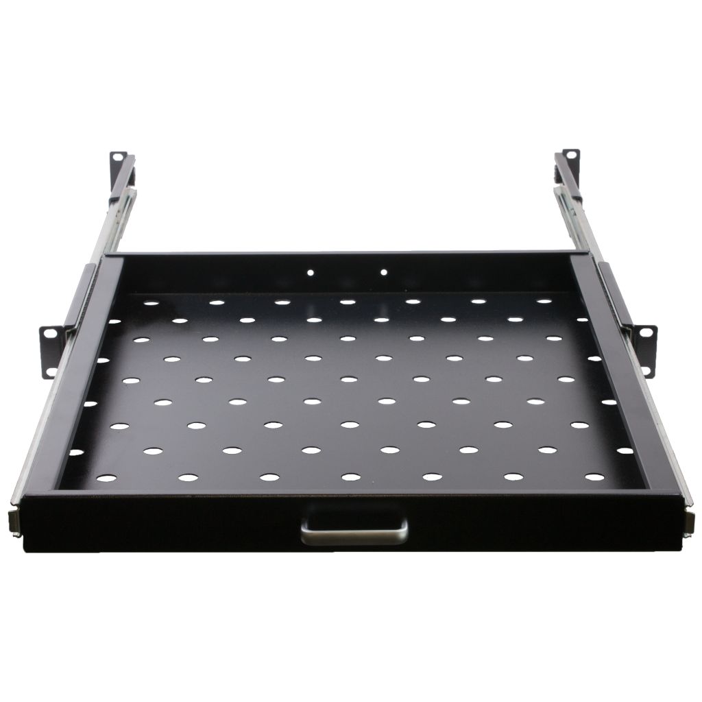 Rockstable 1 HE 19 Zoll Fachboden ausziehbar, perforiert | 565mm tief - RS19-UH68 - 4260714311588