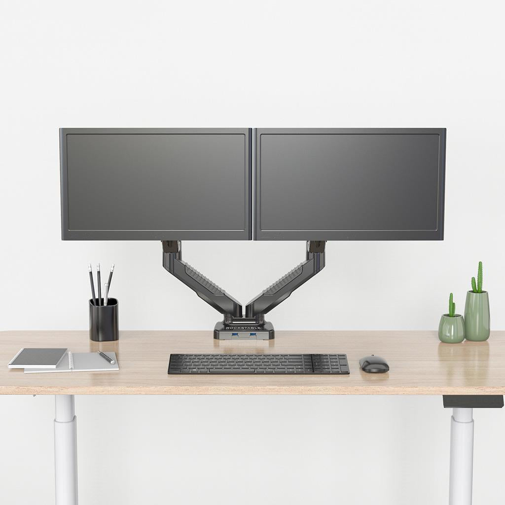 Rockstable Monitorarm | Monitorhalterung Advanced USB, für 13-27 Zoll Flat oder Curved Bildschirme