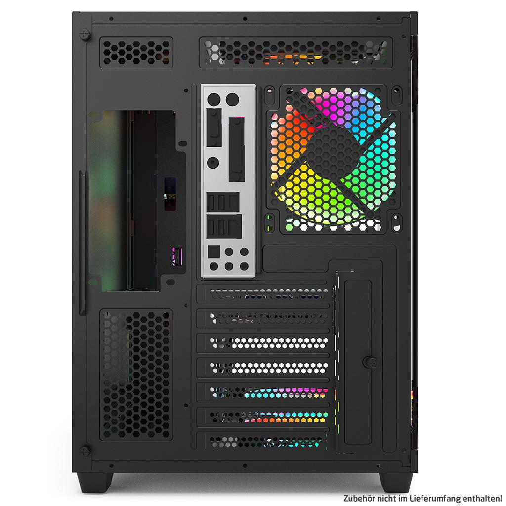 Rockstable Stonecliff Computer Case ATX, mATX, ITX 180° Glas Panorama | Unterstützt Mainboards mit hinteren Anschlüssen