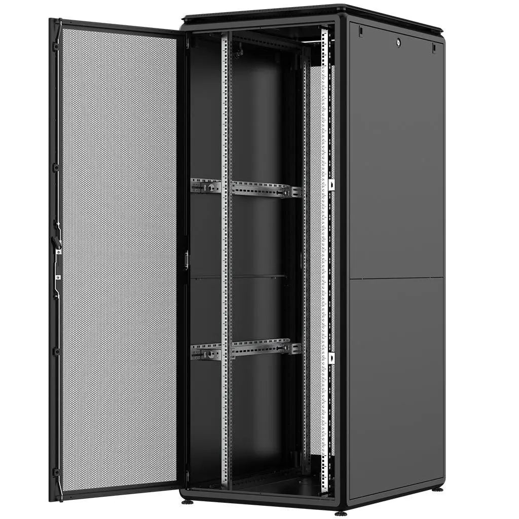 Rockstable PL 19" 42HE 800x1000 - offenes Rack mit perforierter Tür und flexiblem Innenraum.