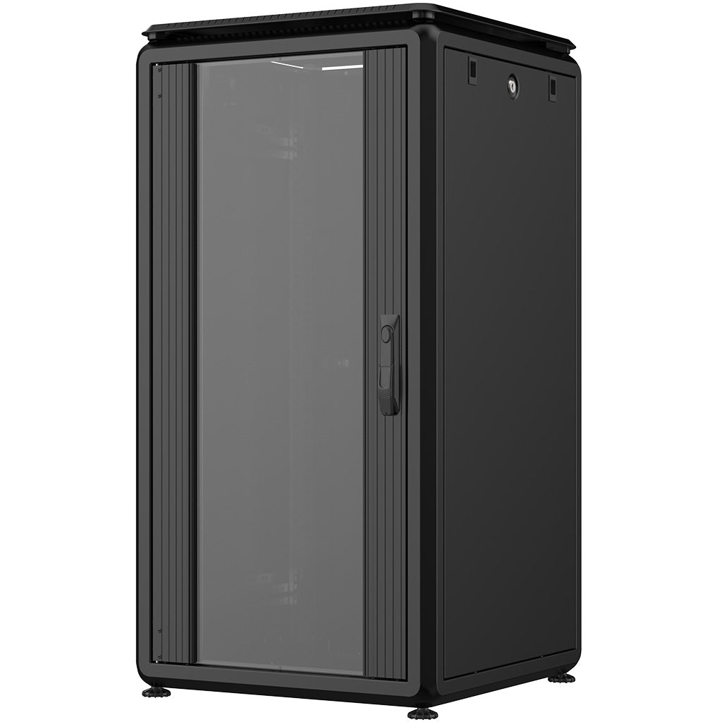 Rockstable 22HE 19 Zoll 600x600x1139mm (BxTxH) Serverschrank | Netzwerkschrank Glastür - Premium Line