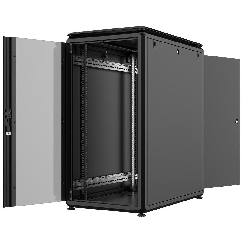 Rockstable 22HE 19 Zoll 600x1000x1139mm (BxTxH) Serverschrank | Netzwerkschrank Glastür - Premium Line
