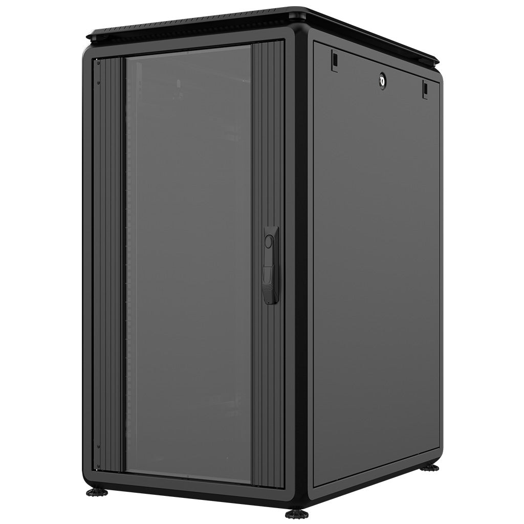 Rockstable 20HE 19 Zoll 600x800x1050mm (BxTxH) Serverschrank | Netzwerkschrank Glastür - Premium Line