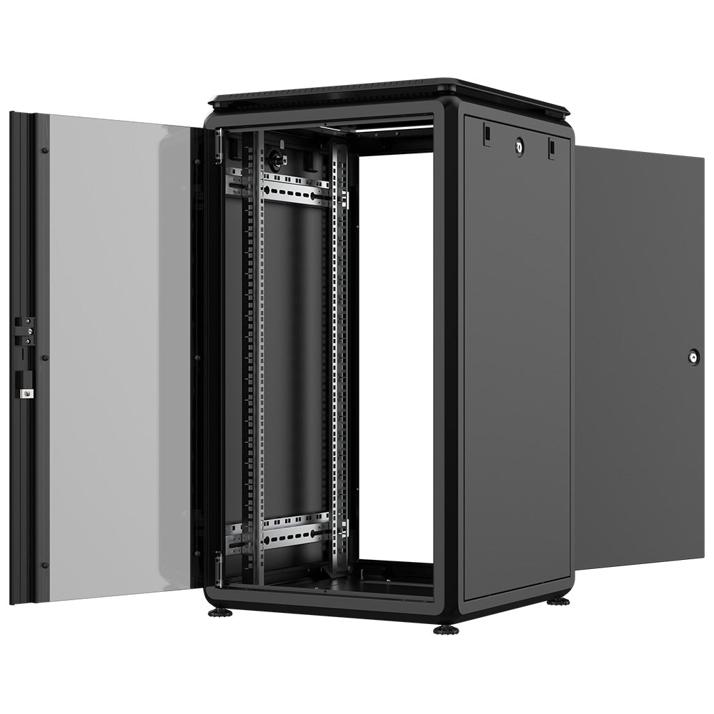 Rockstable 20HE 19 Zoll 600x600x1050mm (BxTxH) Serverschrank | Netzwerkschrank Glastür - Premium Line
