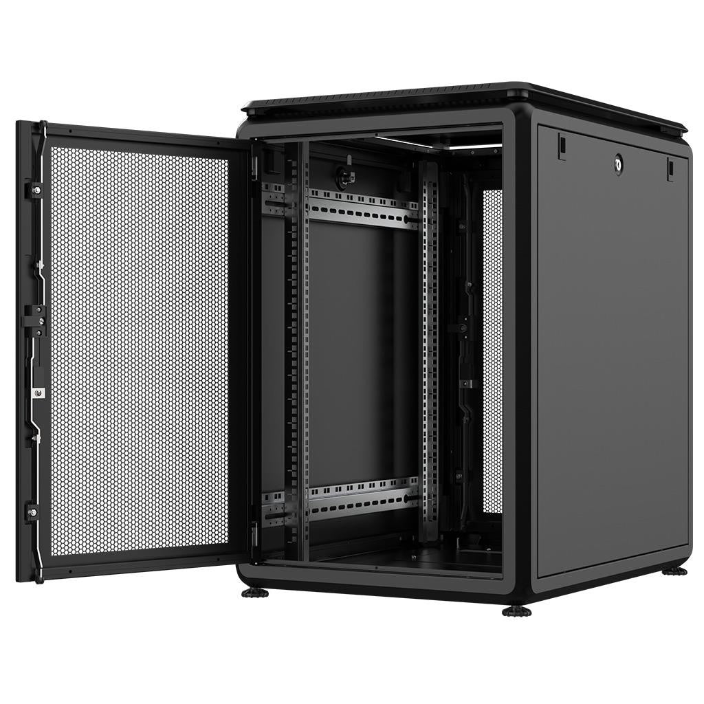 Rockstable 16HE 19 Zoll 600x800x872mm (BxTxH) Serverschrank | Netzwerkschrank perforierte Tür - Premium Line