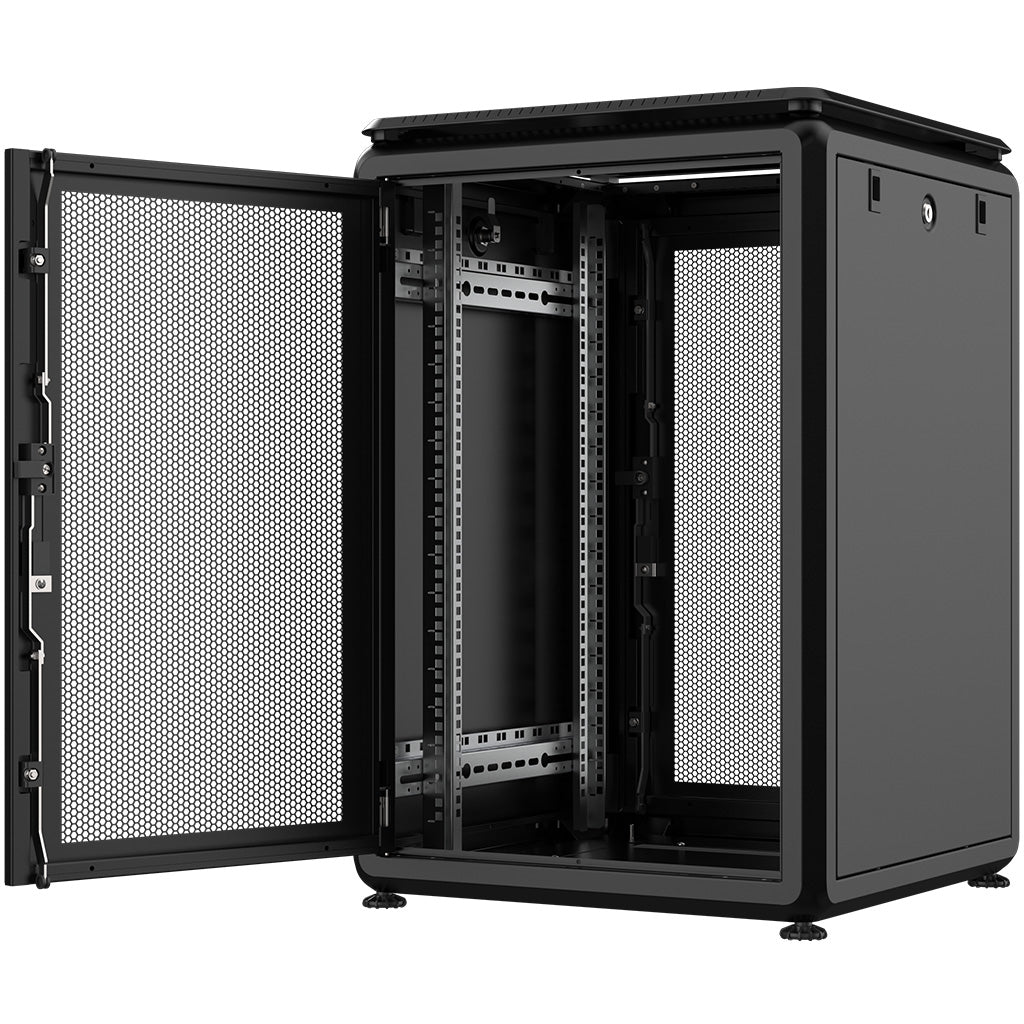 Rockstable16HE 19 Zoll 600x600x872mm (BxTxH) Serverschrank | Netzwerkschrank perforierte Tür - Premium Line