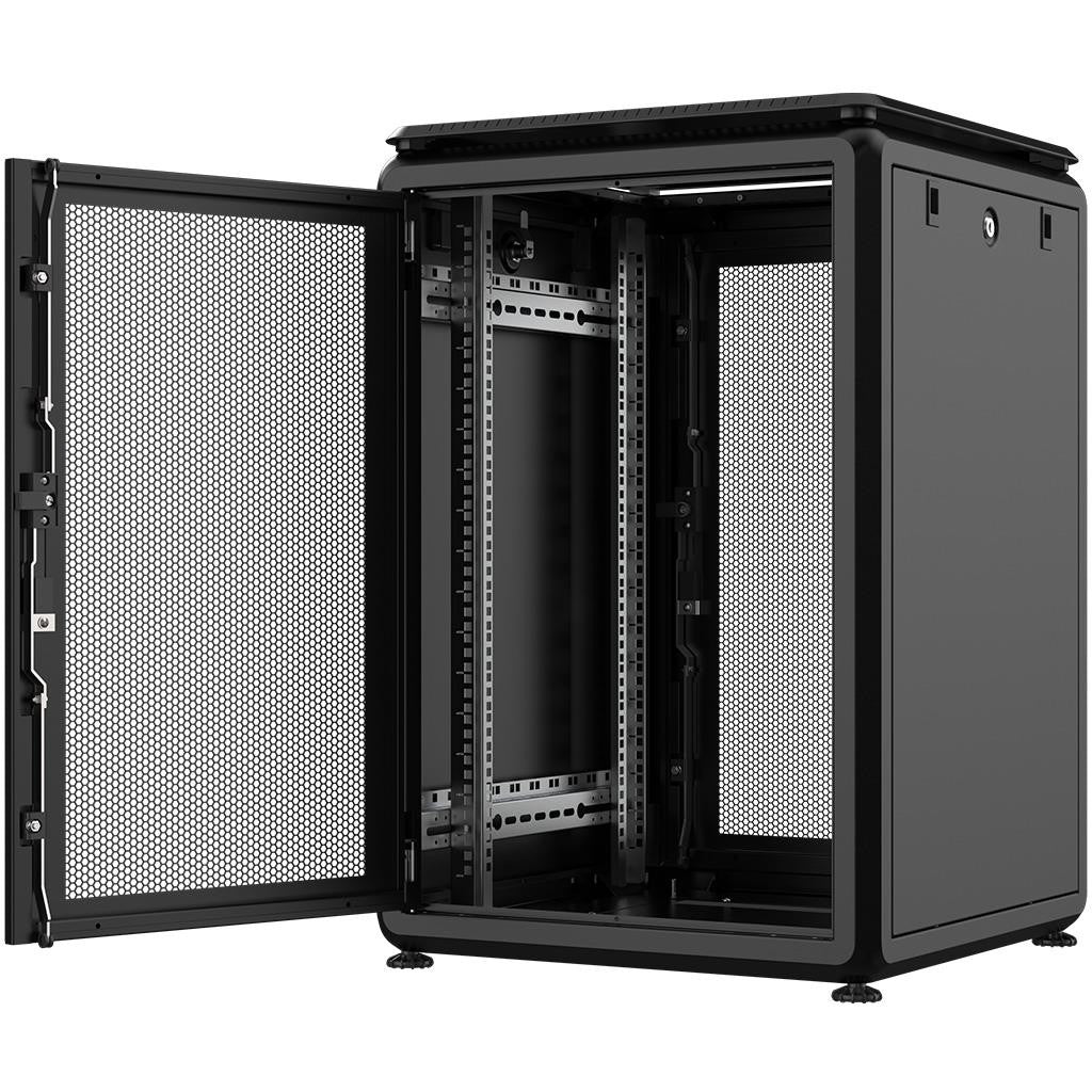 Rockstable16HE 19 Zoll 600x600x872mm (BxTxH) Serverschrank | Netzwerkschrank perforierte Tür - Premium Line
