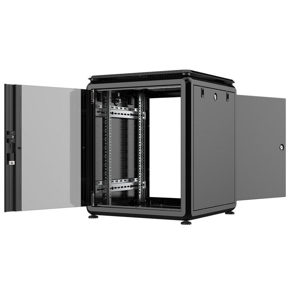 Rockstable 12HE 19 Zoll 600x600x697mm (BxTxH) Serverschrank | Netzwerkschrank Glastür - Premium Line
