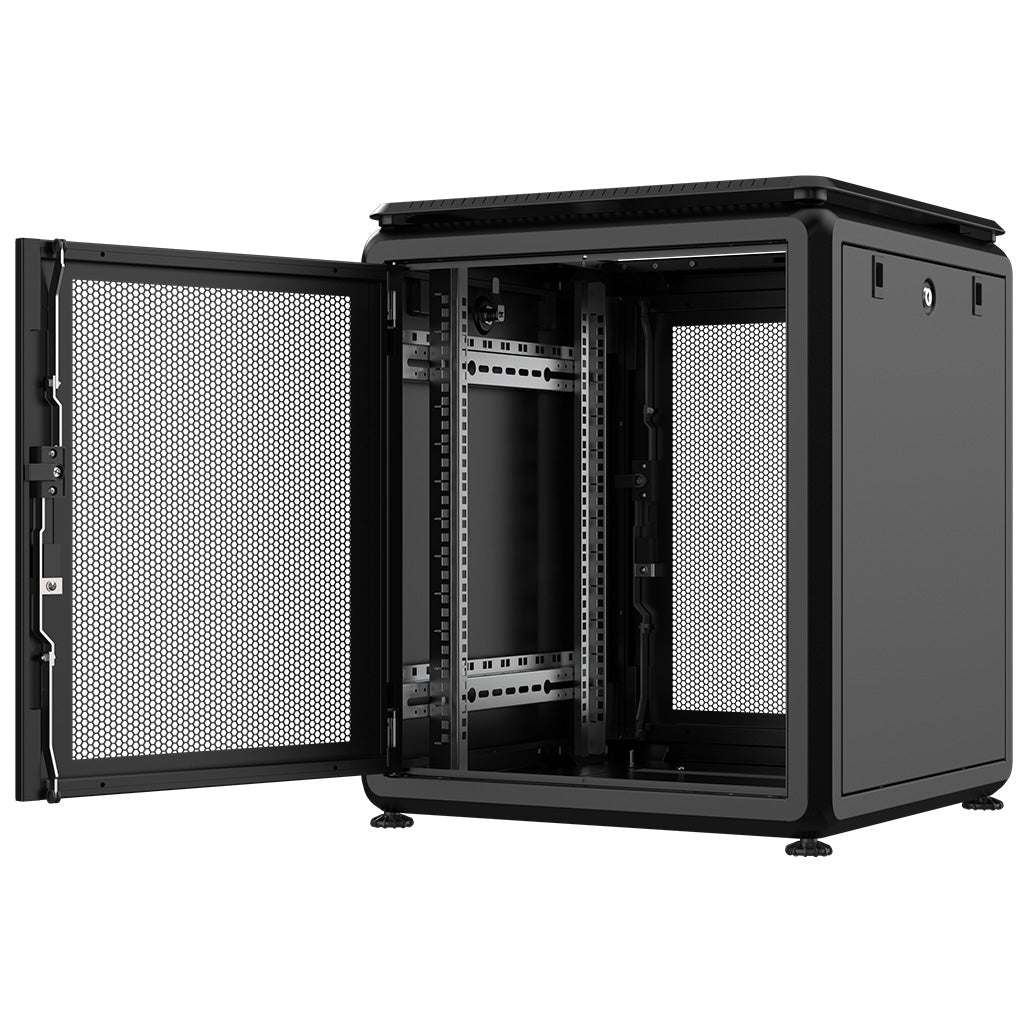 Rockstable 12HE 19 Zoll 600x600x697mm (BxTxH)Serverschrank | Netzwerkschrank perforierte Tür - Premium Line
