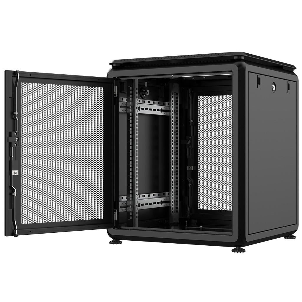 Rockstable 12HE 19 Zoll 600x600x697mm (BxTxH) Serverschrank | Netzwerkschrank perforierte Tür - Premium Line