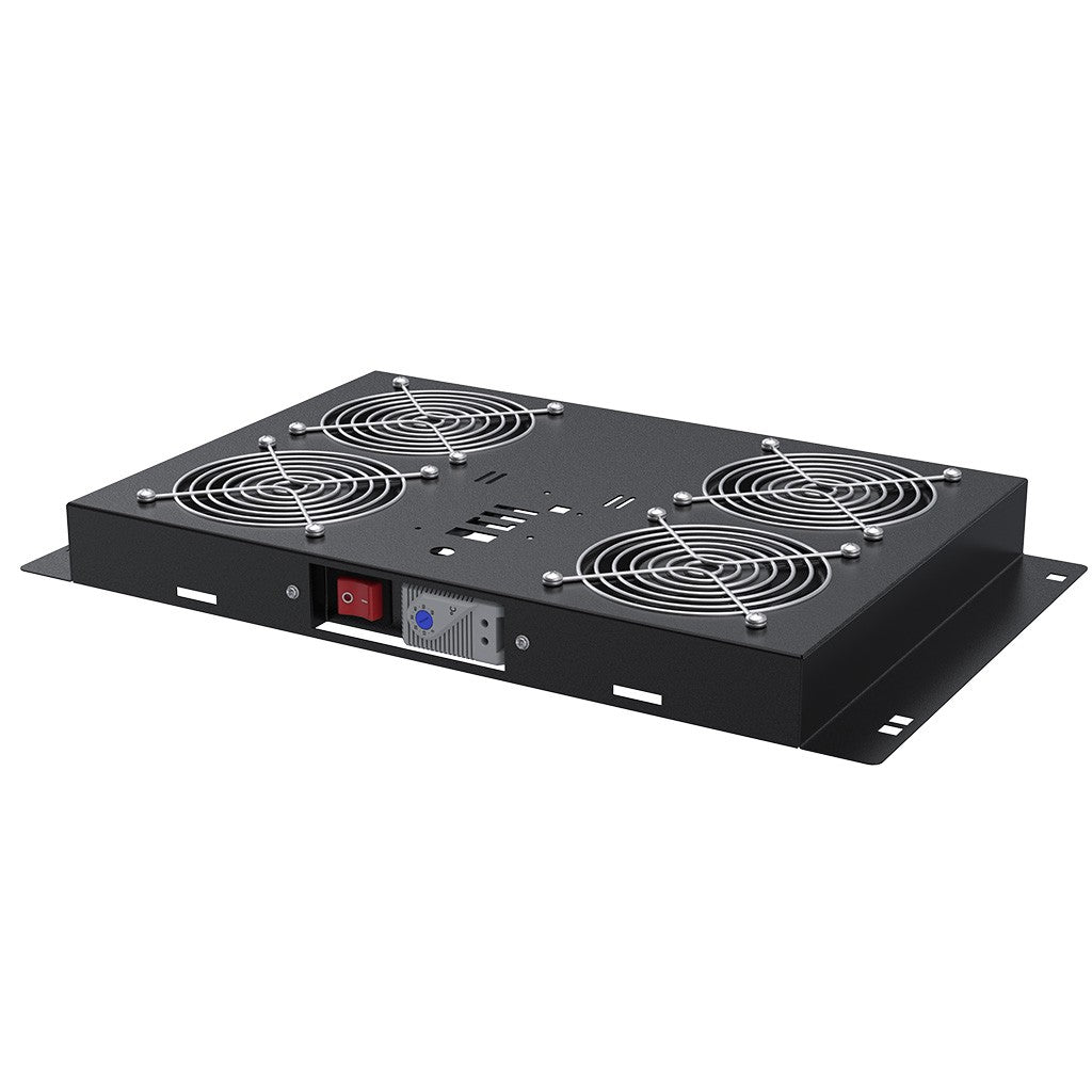Rockstable 1HE 19 Zoll in Rack Lüftereinheit mit 4 Hochleistungslüfter - manuelle Temperatursteuerung | PremiumLine RSPL19-FT4