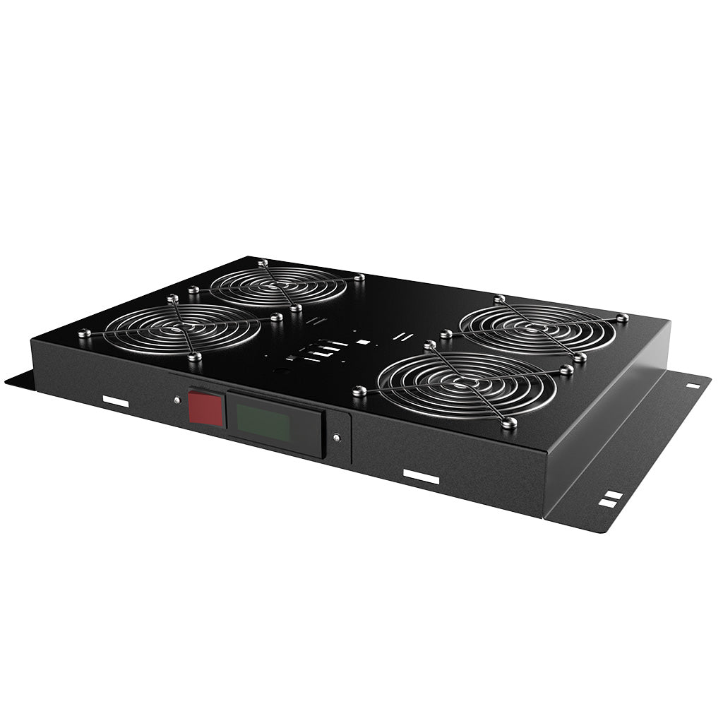 Rockstable 1HE 19 Zoll in Rack Lüftereinheit mit 4 Hochleistungslüfter - digitale Temperatursteuerung | PremiumLine RSPL19-FTDT4