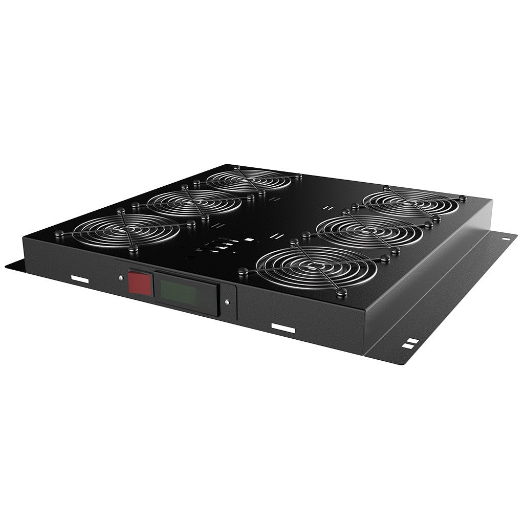 Rockstable 1HE 19 Zoll in Rack Lüftereinheit mit 6 Hochleistungslüfter - digitale Temperatursteuerung | PremiumLine RSPL19-FTDT6