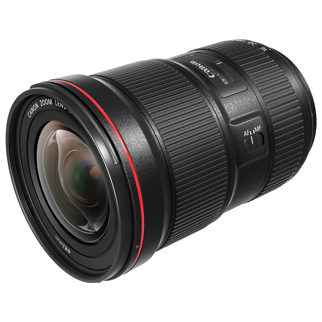 Canon EF 16-35mm Superweitwinkel-Zoom-Objektiv mit Ring-USM Autofokus und wettergeschütztem Gehäuse.