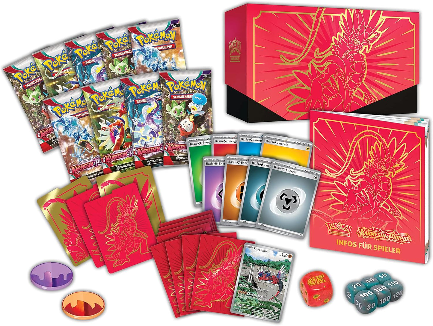Pokemon - Top-Trainer-Box Karmesin & Purpur (Koraidon) (9 Boosterpacks & Premium-Zubehör)
