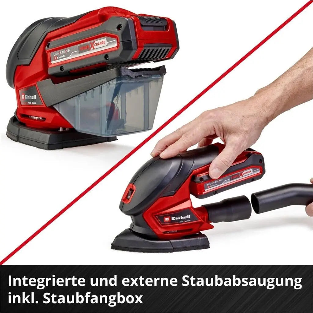 Einhell TE-OS 18/150 Li-Solo Power X-Change accu multischuurmachine (18 V, Li-ion, 24.000 tpm, 1,6 mm schuurcirkel, stofopvangbak, stofafzuigadapter, zonder accu en lader)