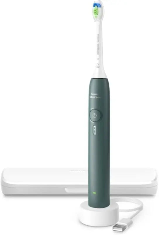 Philips Sonicare Series 3100 Elektrische Zahnbürste HX4033/26 mit Ladebasis und USB-Kabel, modernes Design.
