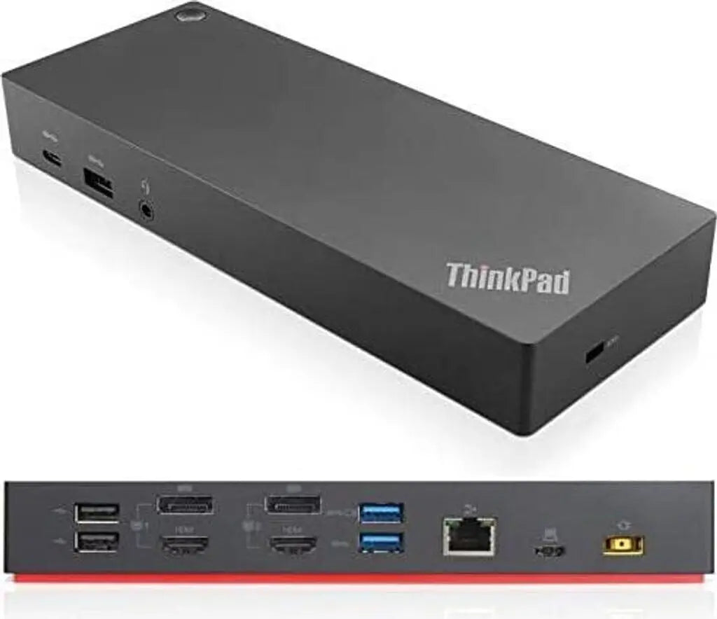 Lenovo ThinkPad Hybrid USB-C with USB-A Dock Damaged Box showing multiple connectivity ports and sleek design.