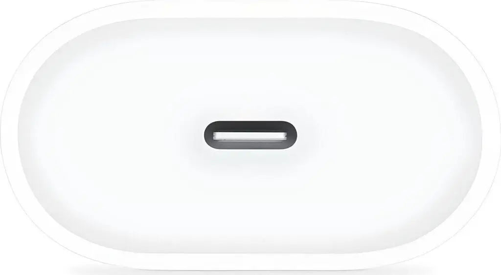 Apple 20W USB‑C Power Adapter (2024) top view featuring a sleek design and USB-C connector.