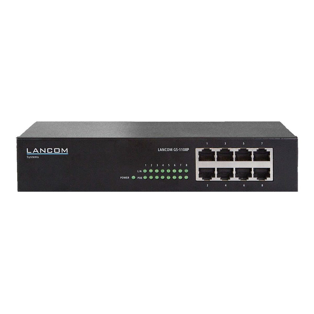 Lancom GS-1108P - Switch - unmanaged - 8 x 10/100/1000 (PoE+) - 61430 - 4044144614309