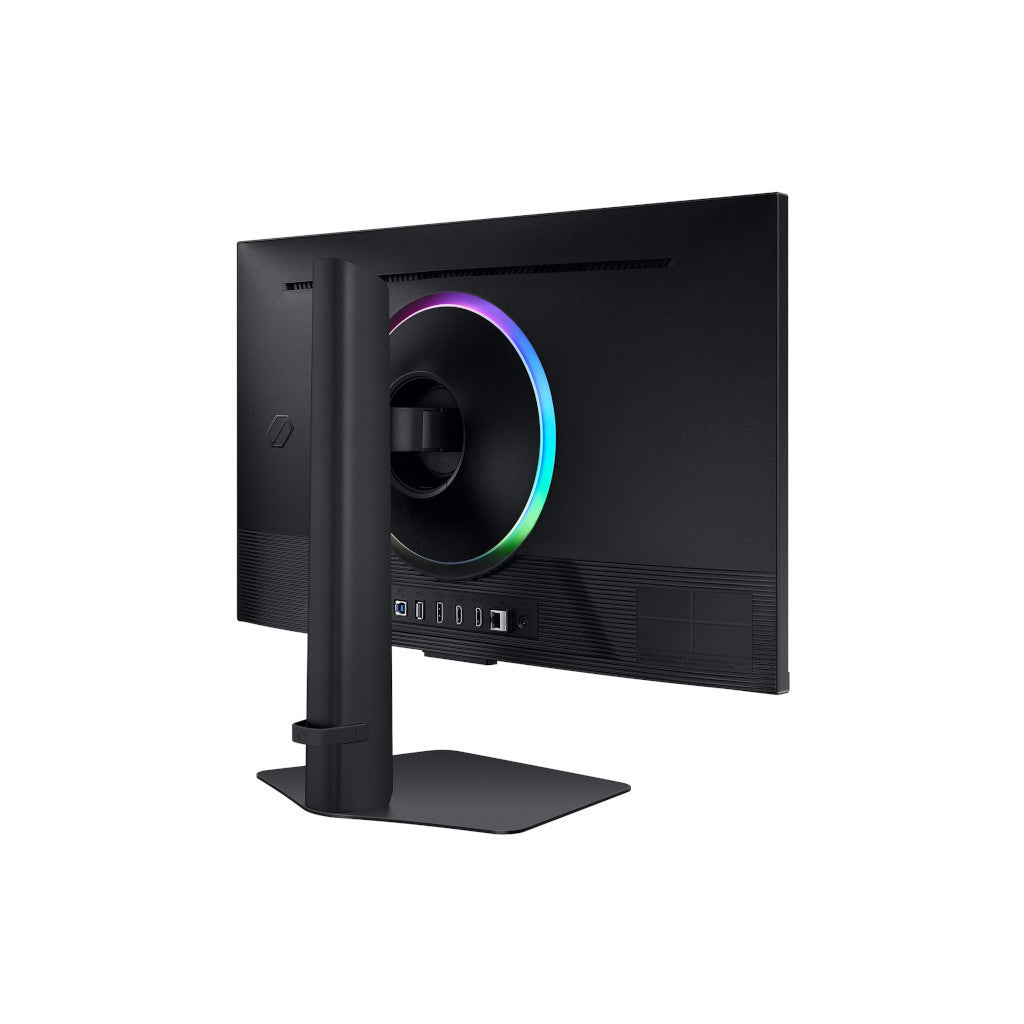 Samsung S27DG702EU 27" Display showing rear view with RGB lighting and adjustable stand.