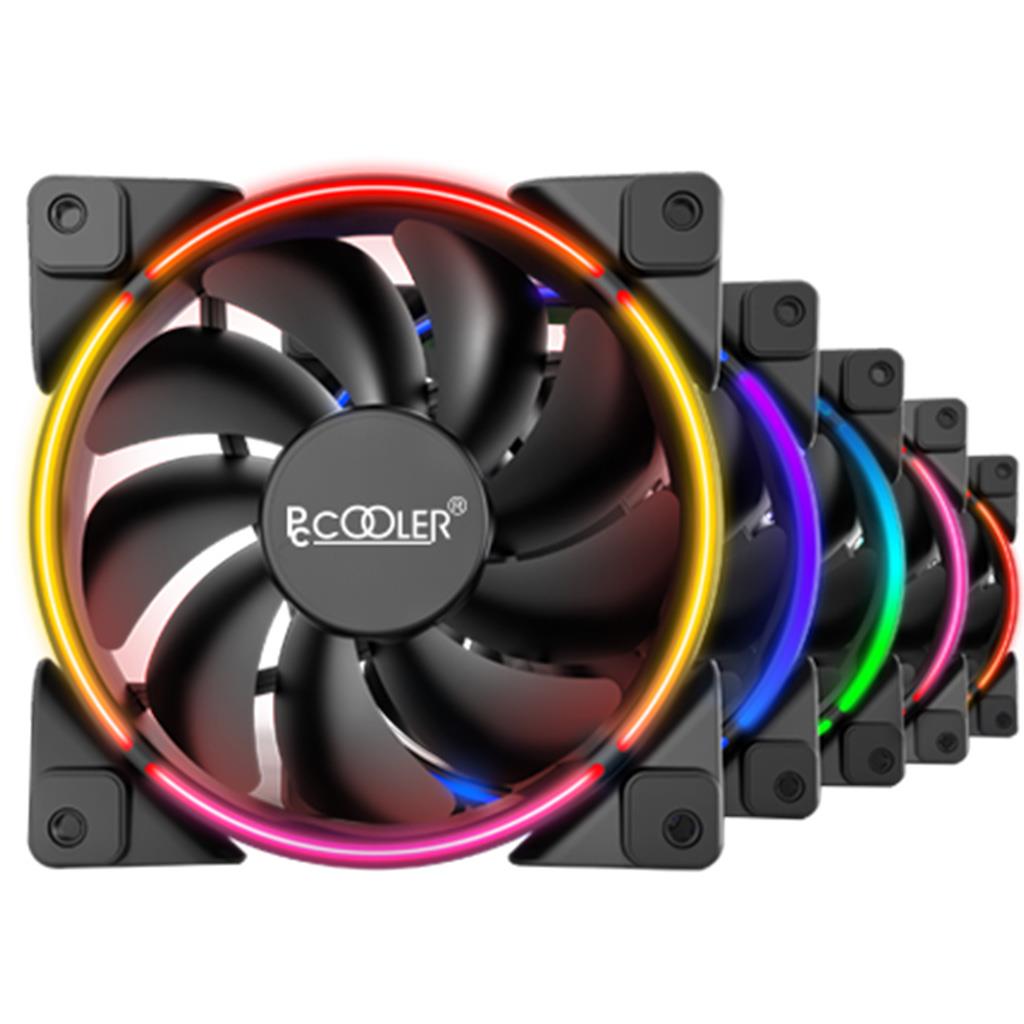 PCCOOLER FRGB Lüfter 5 in 1 Kit - bis zu 1800 U/min und 45,3 CFM - steuerbare RGB LEDs