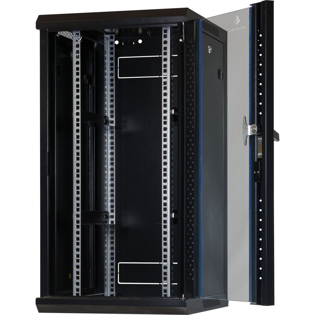 Rockstable XHE Netzwerkschrank, Serverschrank - 10 Zoll Wandmontage - (BxTxH) 370x450x370mm mit Glastür - Brocon Shop