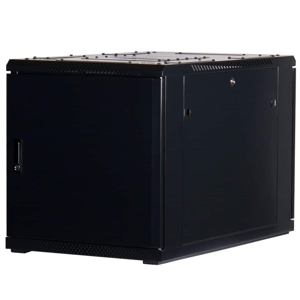 Rockstable 12HE 19 Zoll Serverschrank Netzwerkschrank mit Glastür - Schwarz