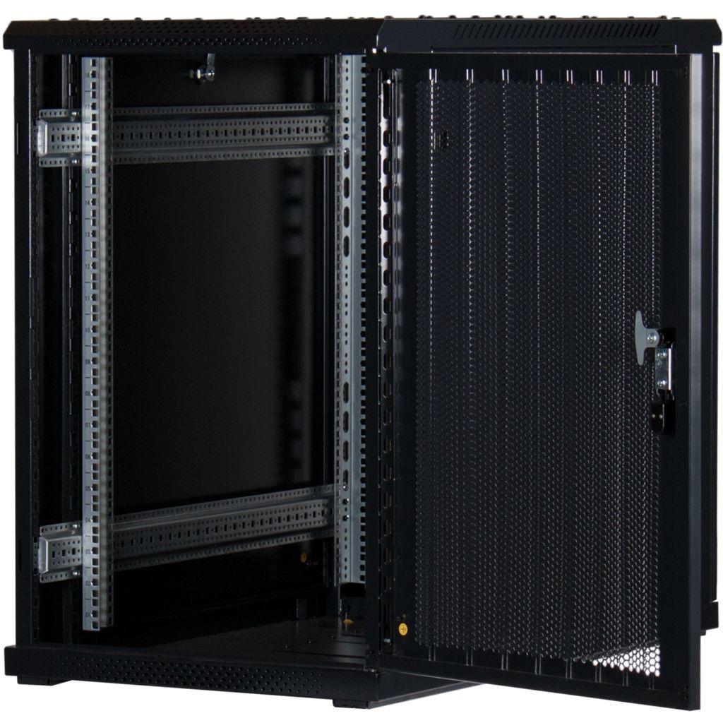 Rockstable 18HE 19 Zoll Serverschrank Netzwerkschrank mit perforierten Türen - Schwarz - RS19-6018PP - 4260714310703 - Brocon Shop