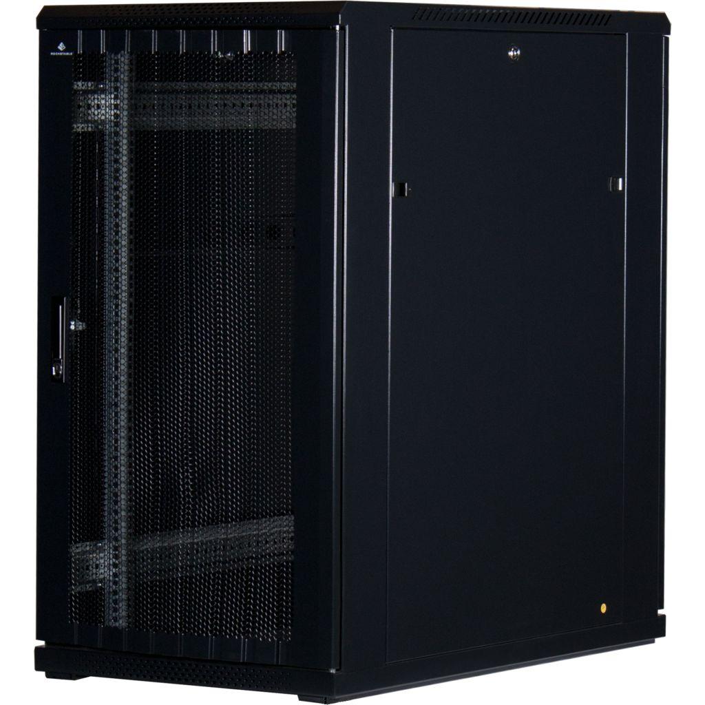 Rockstable 22HE 19 Zoll Serverschrank Netzwerkschrank mit perforierten Türen - Schwarz - RS19-6022PP - 4260714310758 - Brocon Shop