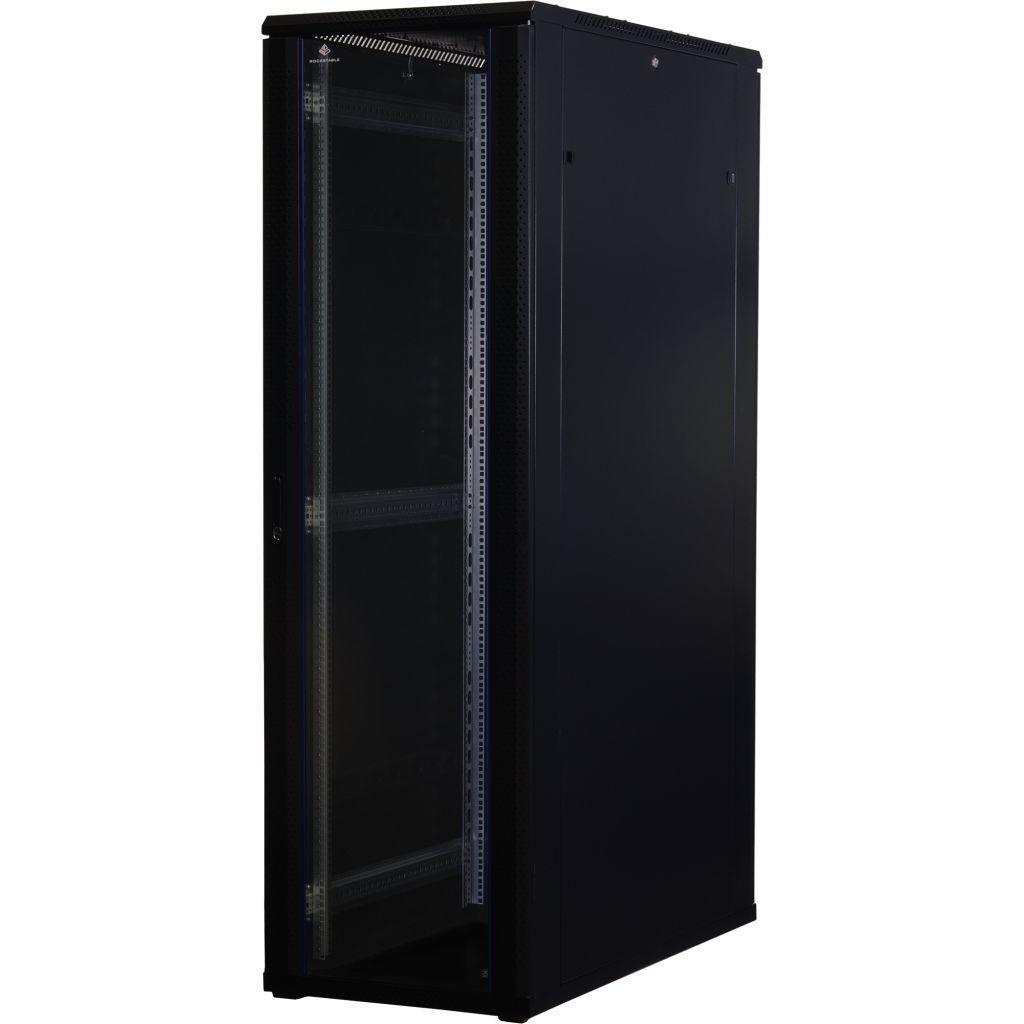 Rockstable 42HE 19 Zoll Serverschrank Netzwerkschrank mit Glastür - Schwarz