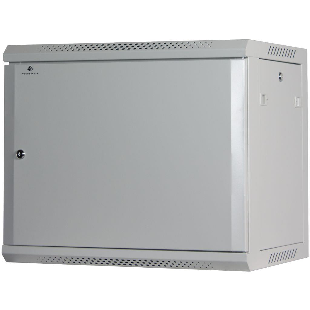 Rockstable 9HE Netzwerkschrank, Serverschrank - 19 Zoll Wandmontage - (BxTxH) 600x440x503mm mit Stahltür - Weiß - Abschließbar - Vormontiert - Traglast 60kg