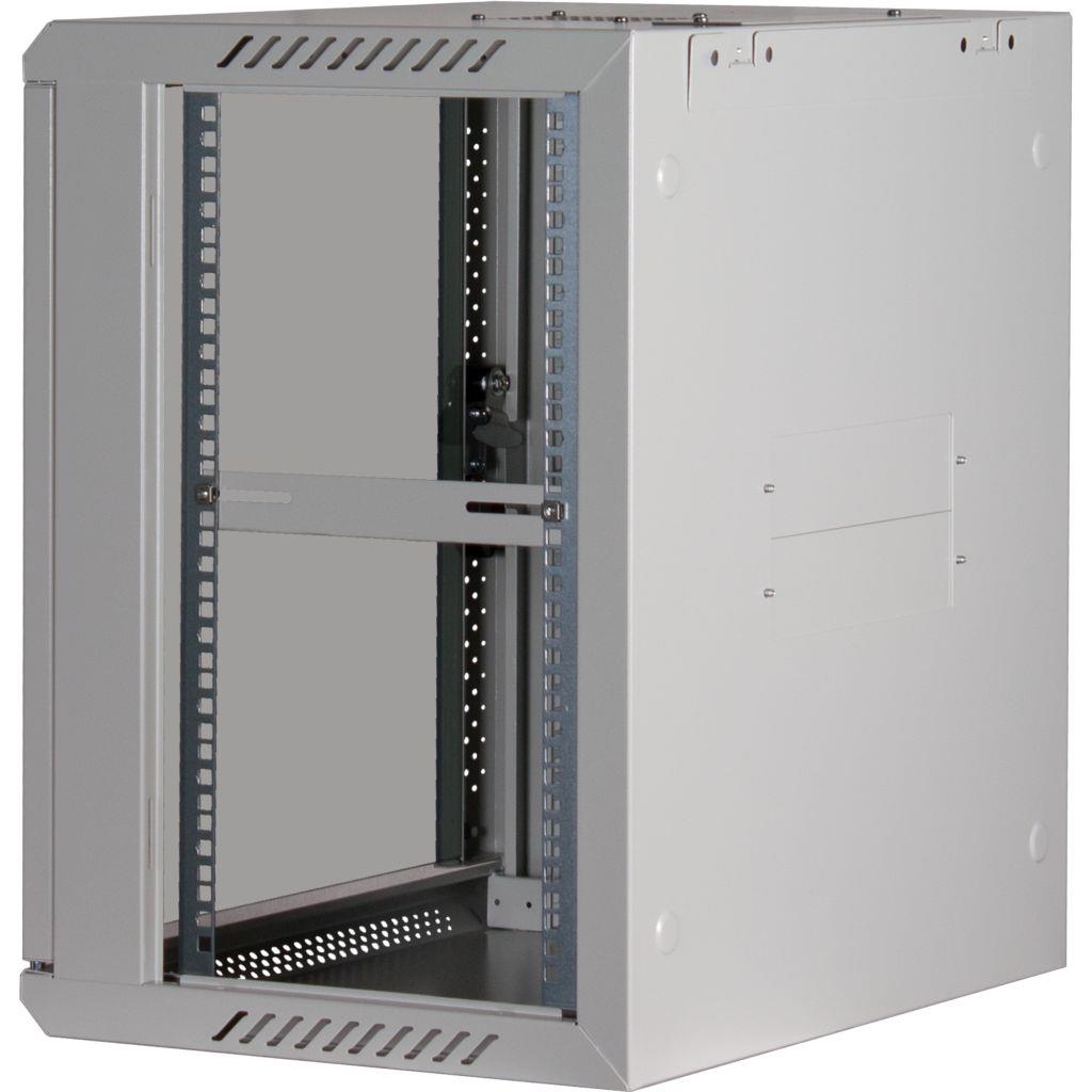 Rockstable 12HE Netzwerkschrank, Serverschrank - 19 Zoll Wandmontage - (BxTxH) 600x440x637mm mit Glastür - Weiß - Abschließbar - Vormontiert - Traglast 60kg