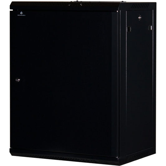 Rockstable 15HE Netzwerkschrank, Serverschrank - 19 Zoll Wandmontage - (BxTxH) 600x440x770mm mit Stahltür - Schwarz - Abschließbar - Vormontiert - Traglast 60kg - RS19-6415S - 4260714310178