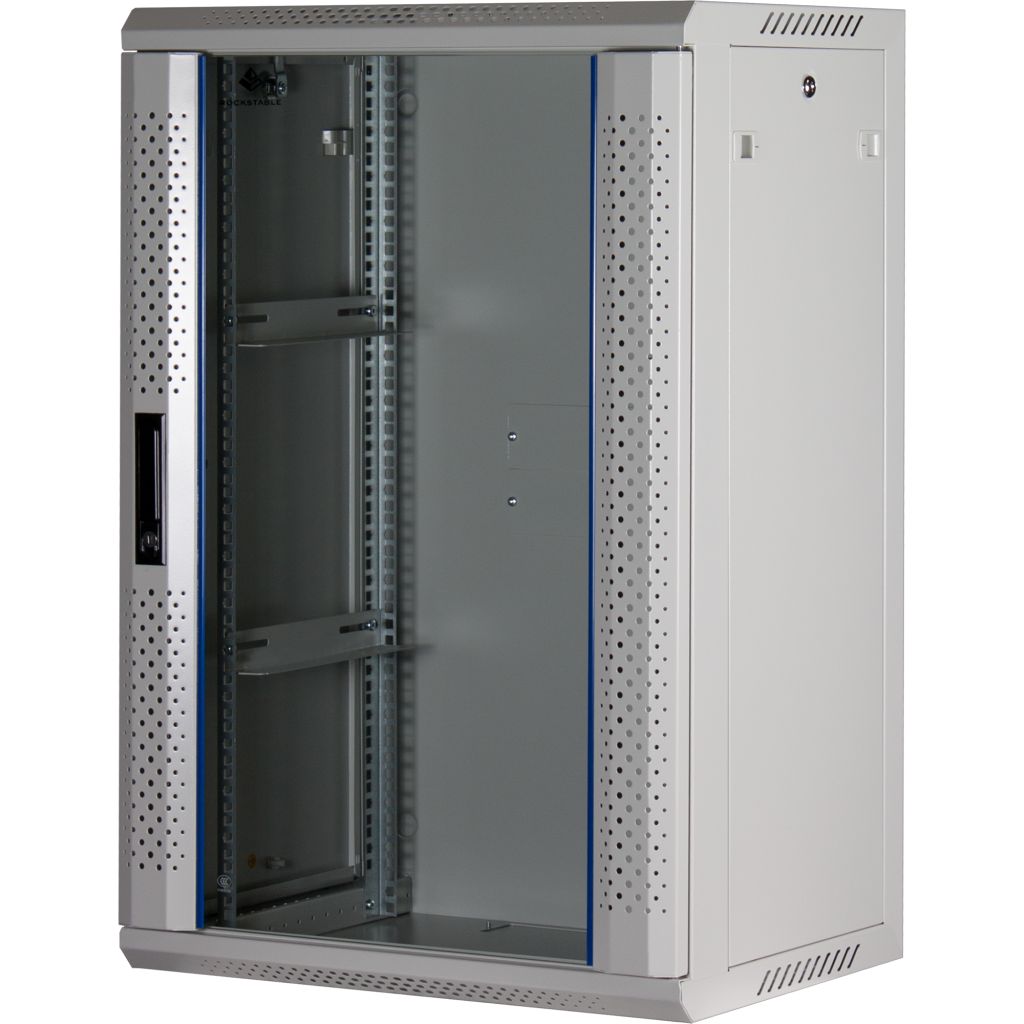 Rockstable 18HE Netzwerkschrank, Serverschrank - 19 Zoll Wandmontage - (BxTxH) 600x440x900mm mit Glastür - Weiß - Abschließbar - Vormontiert - Traglast 60kg - RS19-6418W - 4260714310093