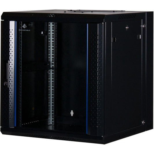 Rockstable 12HE Netzwerkschrank, Serverschrank - 19 Zoll Wandmontage - (BxTxH) 600x600x637mm mit Glastür - Schwarz - Abschließbar - Vormontiert - Traglast 60kg - RS19-6612 - 4260714310284