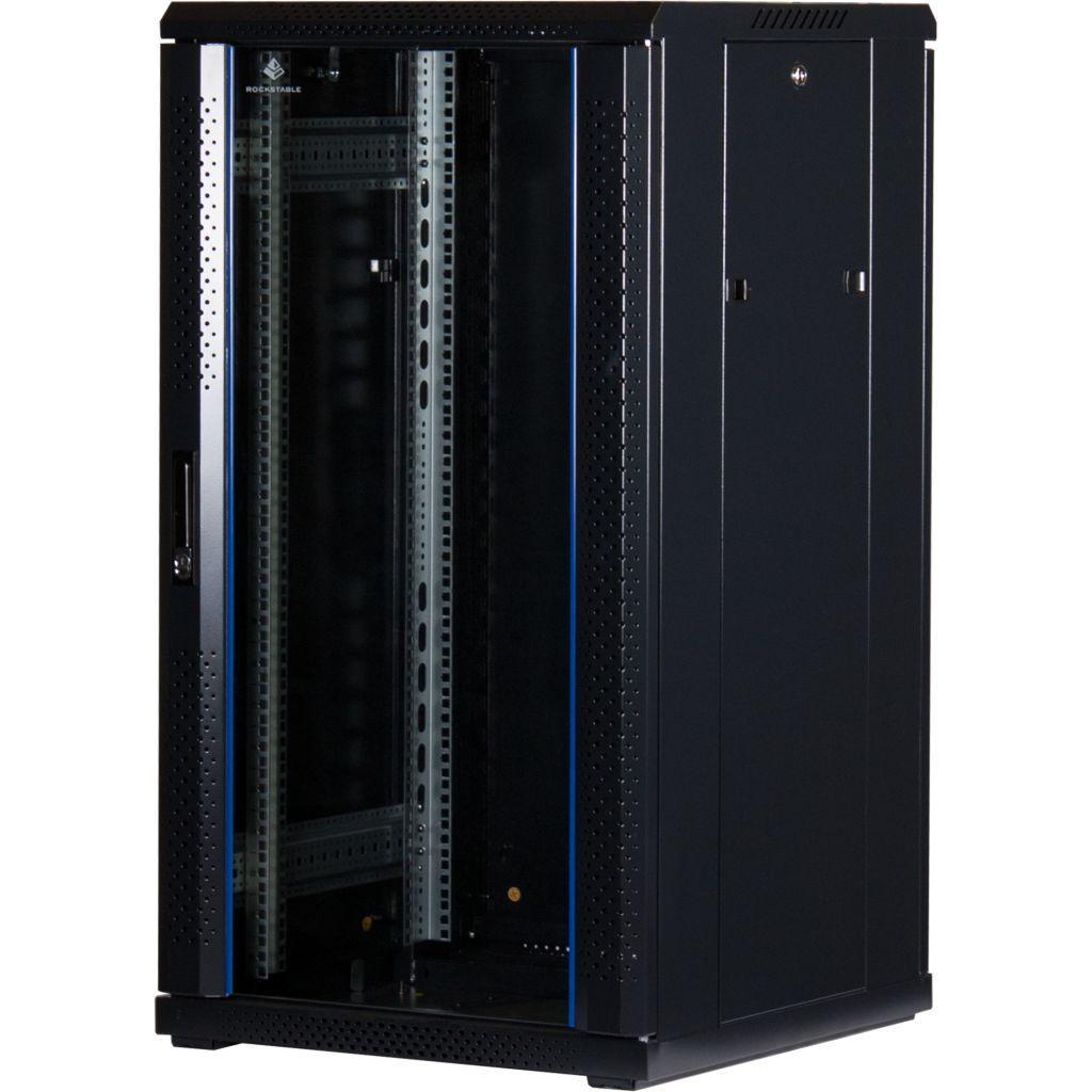 Rockstable 19 Zoll Serverschrank | Netzwerkschrank 22HE 600x600x1200mm (BxTxH) | RS19-6622 | Glastür