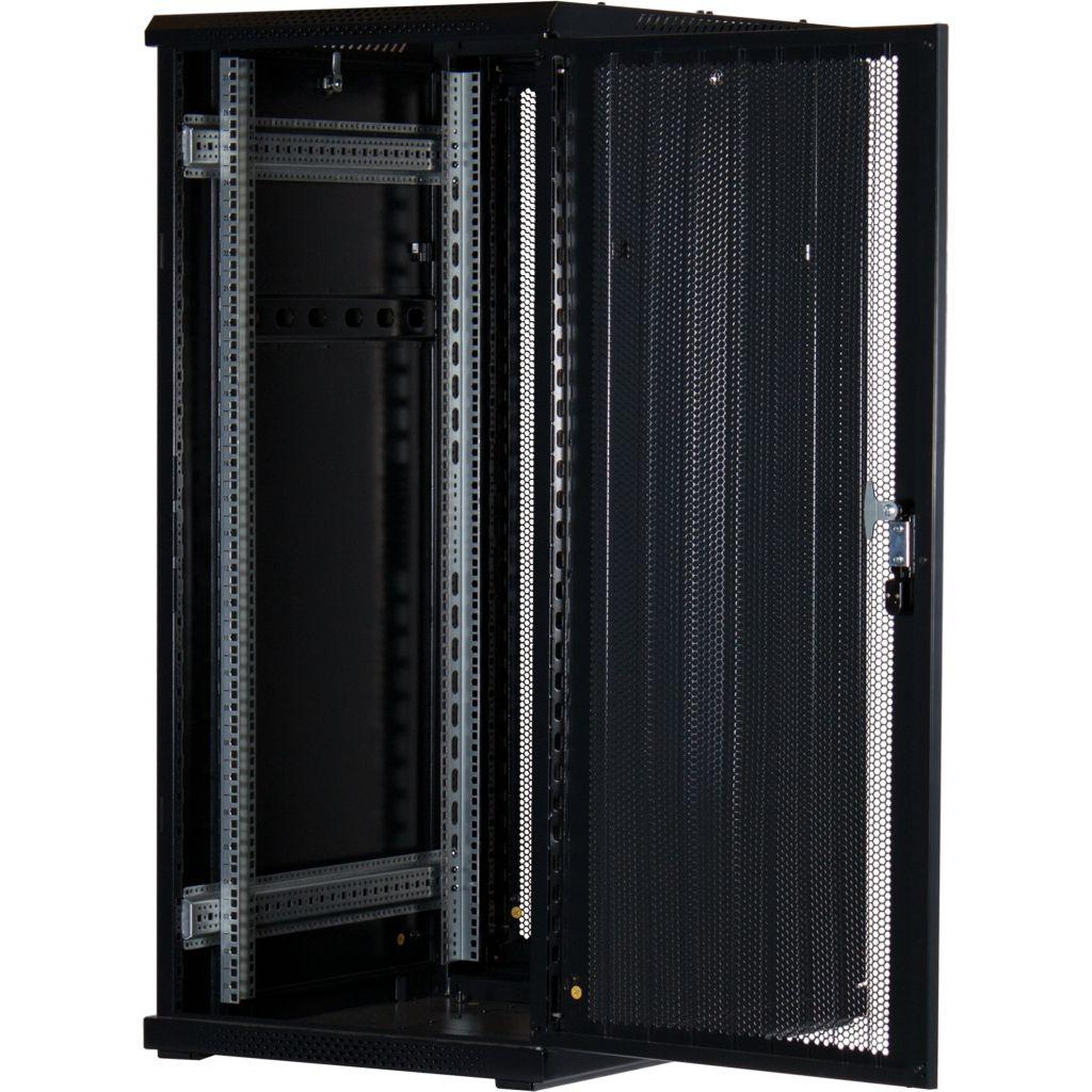 Rockstable 27HE 19 Zoll Serverschrank Netzwerkschrank mit perforierten Türen - Schwarz - RS19-6027PP - 4260714310802 - Brocon Shop