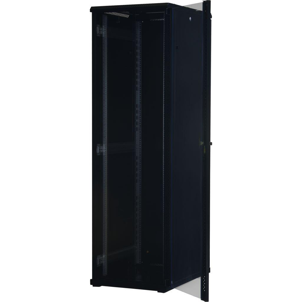 Rockstable 19 Zoll Serverschrank | Netzwerkschrank 42HE 600x800x2000mm (BxTxH) | RS19-6842 | Glastür