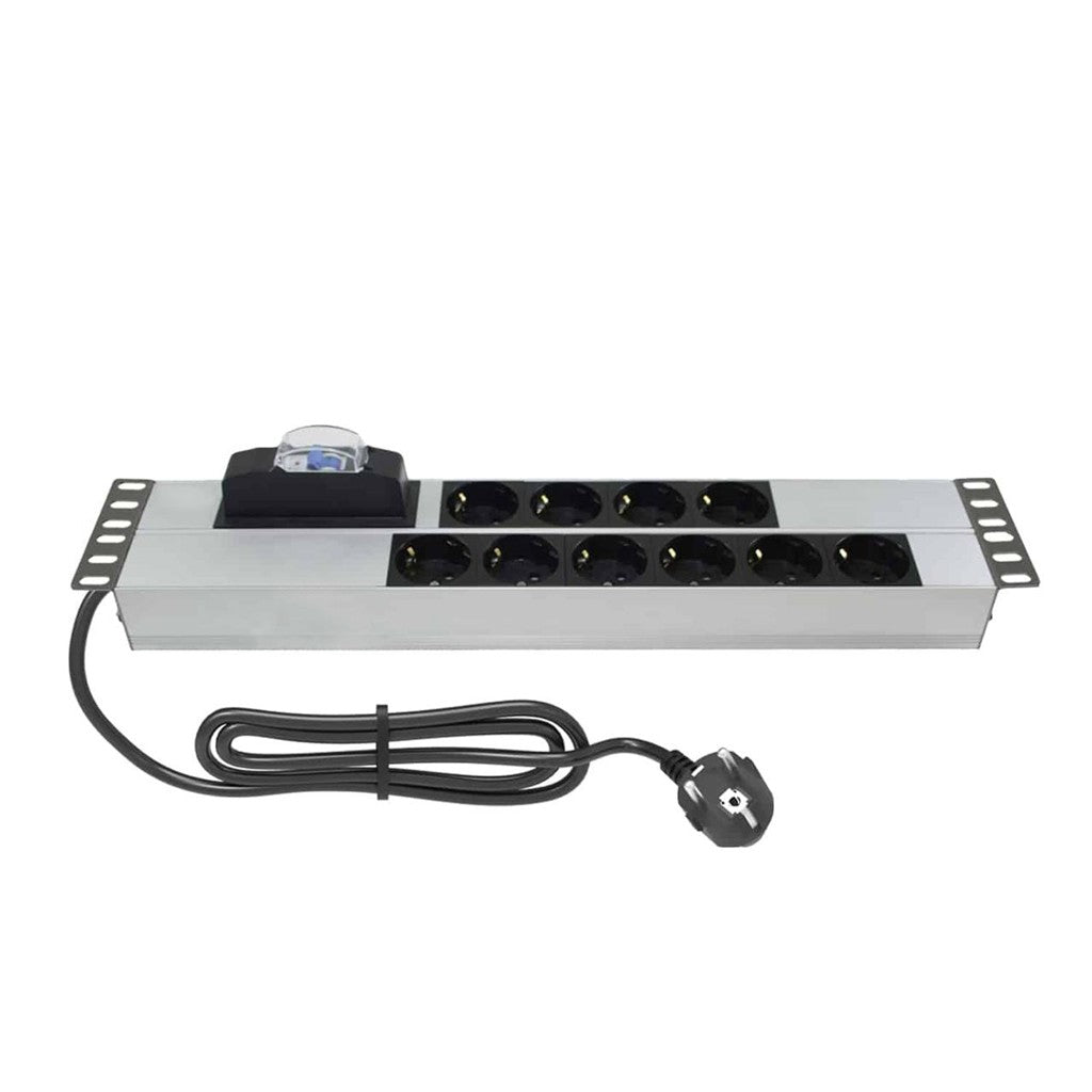 Rockstable 2HE 19 Zoll in Rack 10-fache Steckdosenleiste mit Sicherung und Kurzschlussschutz - 4000W Leistung | PremiumLine RSPL19-10PDU